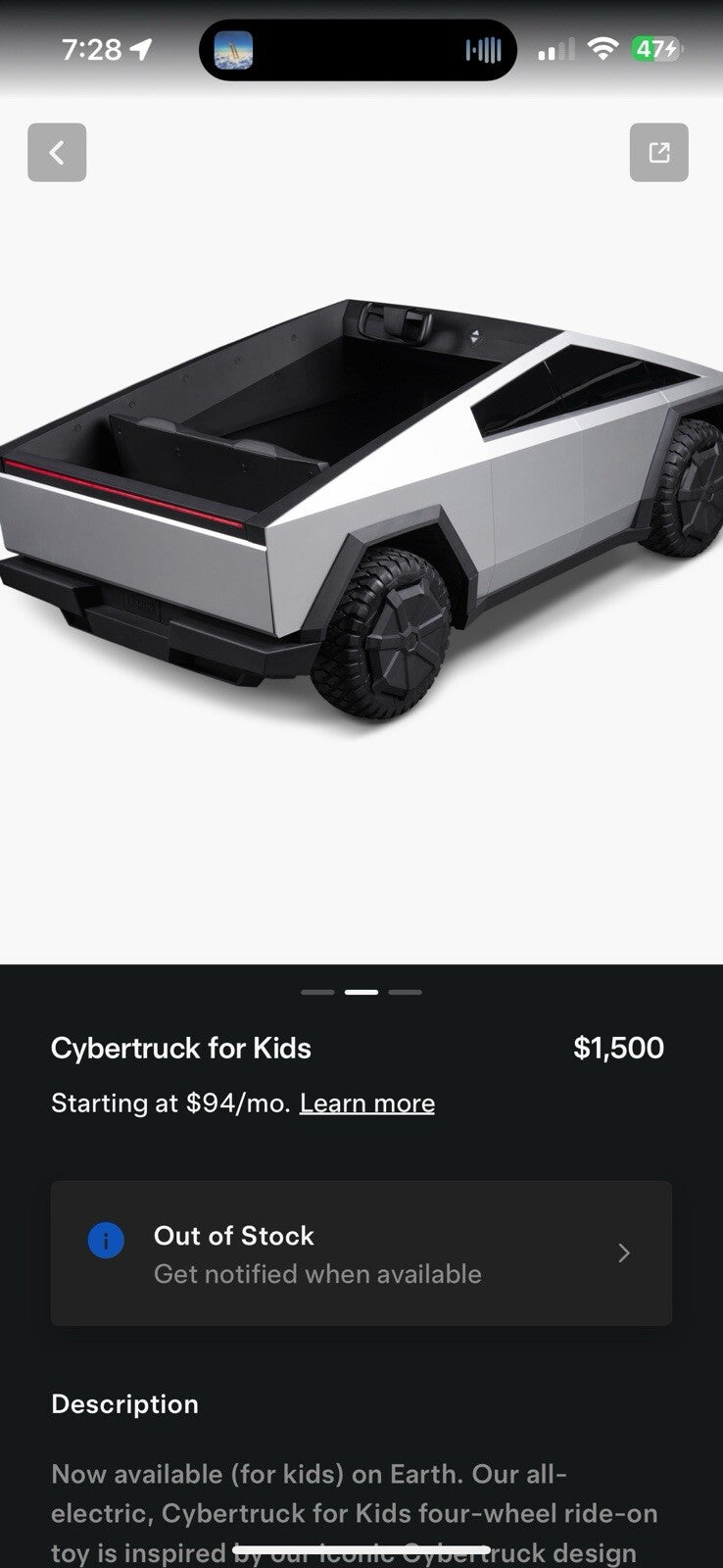 Electric Cybertruck Ride-On Toy for Kids Magic Cars 1