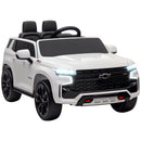 12V White Electric Ride-On Car for Kids with Lights, Music, and Remote Control