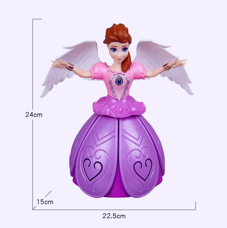 Dancing Angel Doll Robot Toy with Music, Lighting, and Rotating Features for Girls Magic Cars 3