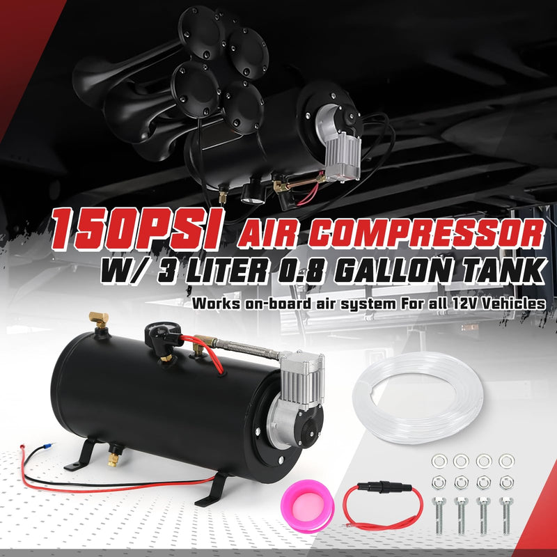 12V 150 PSI Air Compressor Pump with 3-Liter 0.8 Gallon Tank for Trailers Magic Cars 1