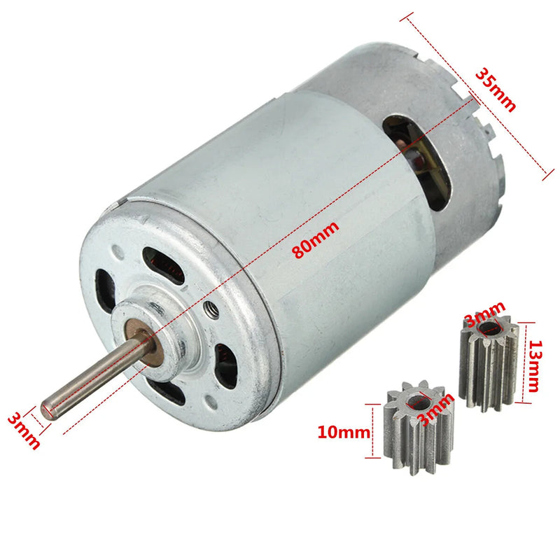 12V DC RS550 Motor 30000 RPM with 10 Teeth Gearbox for RC Electric Ride-On Cars Magic Cars 3