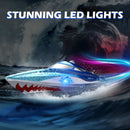 HJ812 Remote Control Shark Boat 20+ MPH with LED Lights for Pool and Lake Fun Magic Cars 7