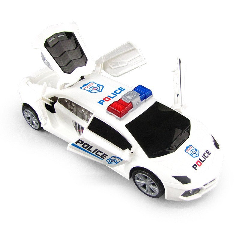 Battery-Powered Police Car with 360° Rotating Lights and Automatic Door Switch Magic Cars 2