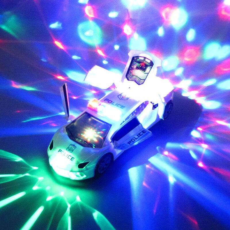 Battery-Powered Police Car with 360° Rotating Lights and Automatic Door Switch Magic Cars 4