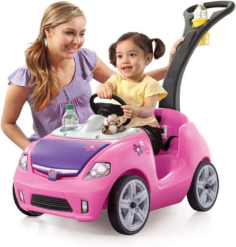 Pink Ride Roll Rr500 Deluxe Pink Toddler Ride-On Push Car with Safety Seat Belt and Quiet W