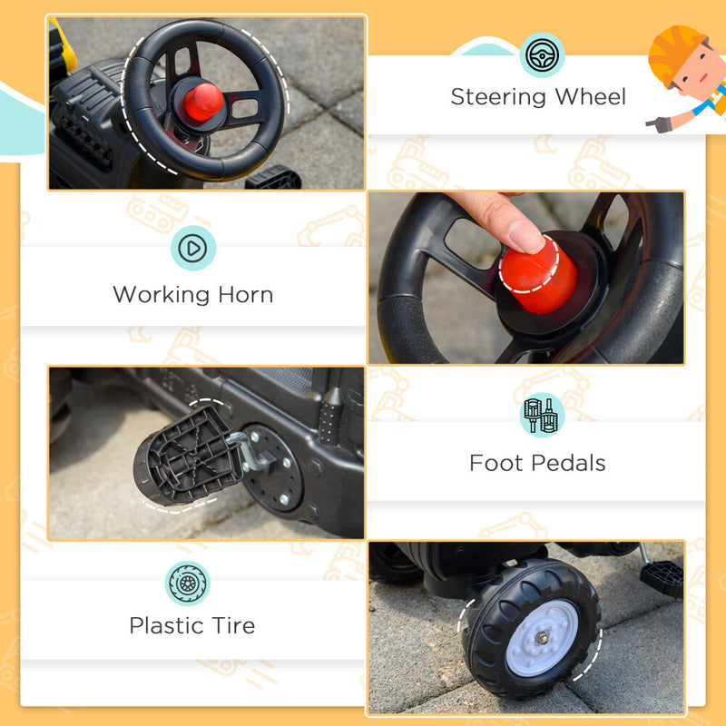 Kids Ride-On Excavator Truck with 6 Wheels and Detachable Trailer Toy Car Magic Cars 2