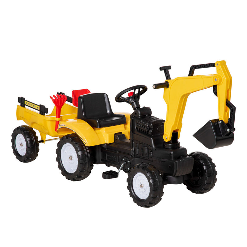 Kids Ride-On Excavator Truck with 6 Wheels and Detachable Trailer Toy Car Magic Cars Variant 0