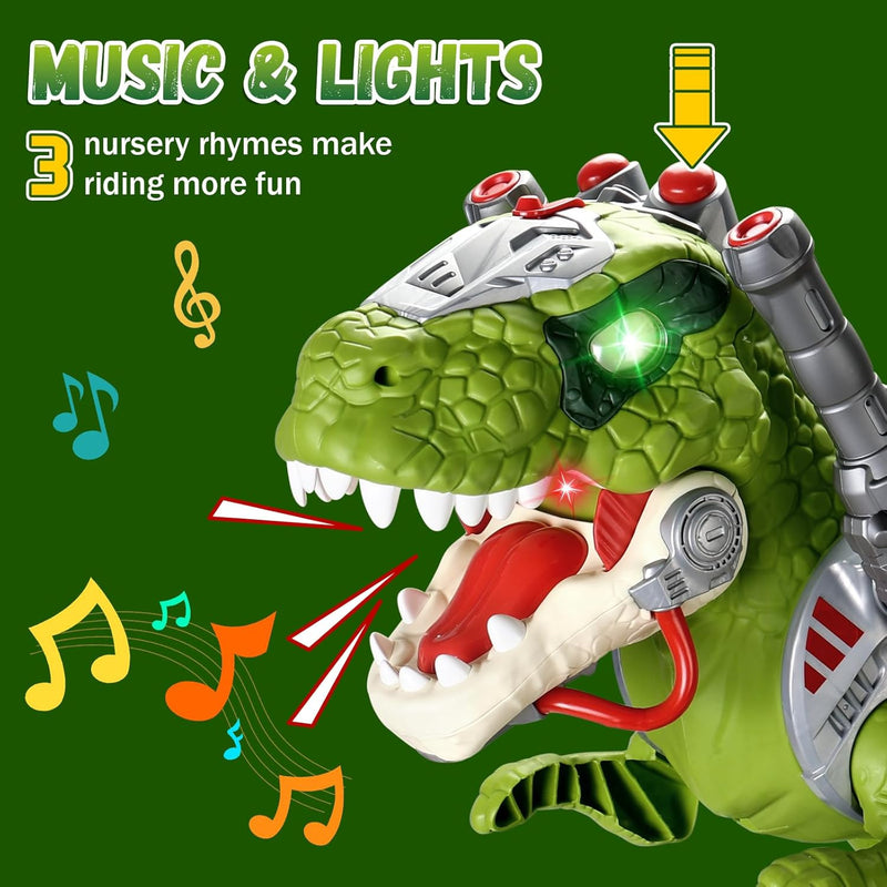 Electric Dinosaur Ride-On Car for Toddlers with Music and LED Lights Magic Cars 3