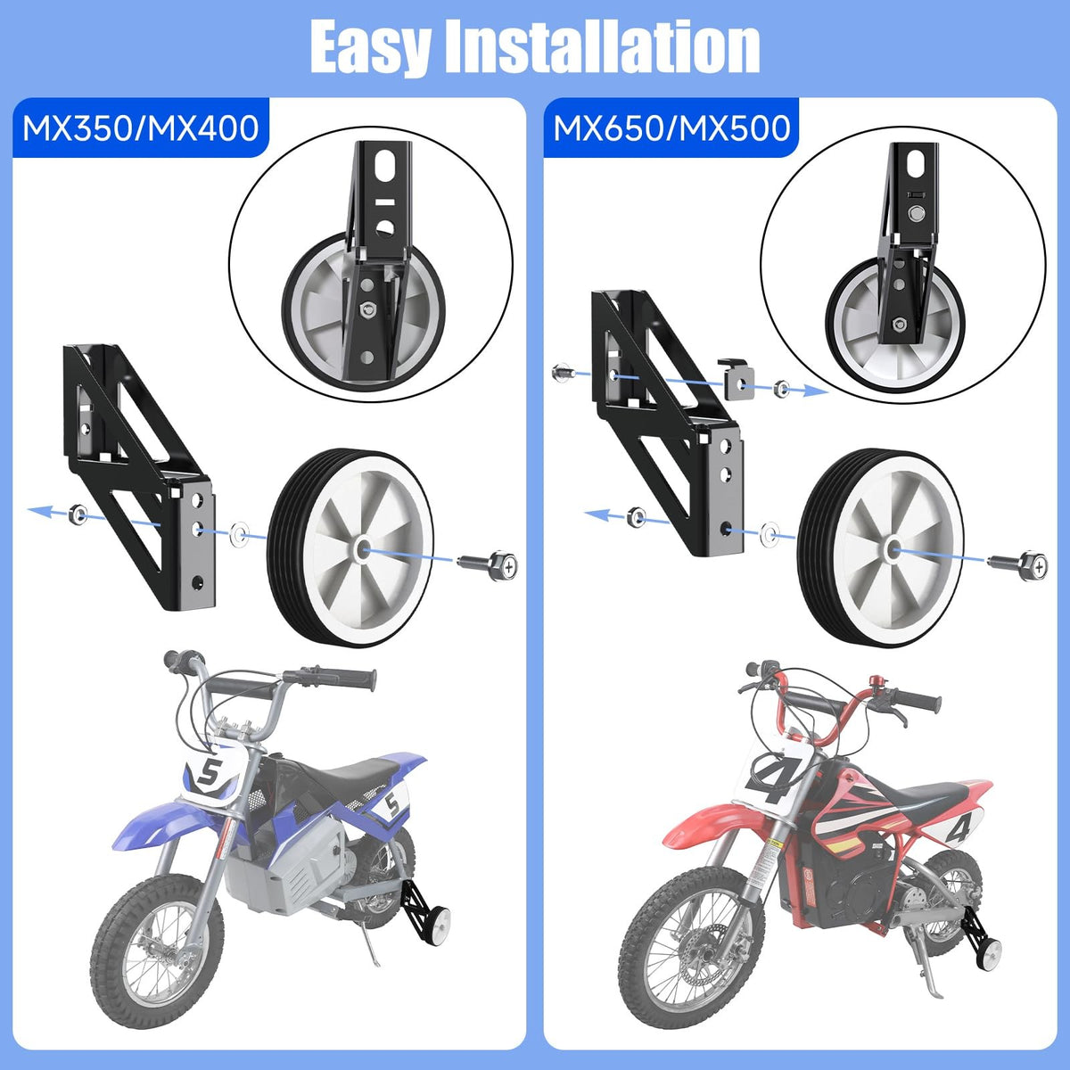 Dirt Bike Training Wheels Compatible with Razor MX350 MX400 MX500 MX65