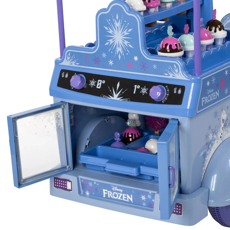 6V Battery-Powered Electric Ice Cream Cart Toy for Ages 3-7, Blue with Frozen Theme Magic Cars 2