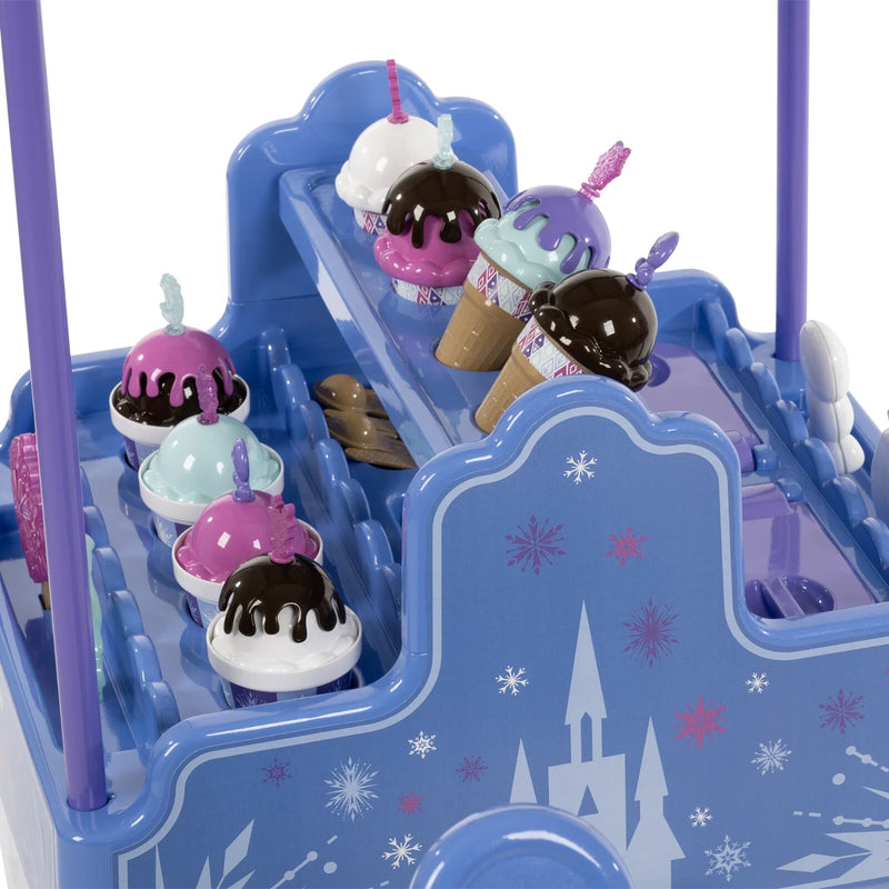 6V Battery-Powered Electric Ice Cream Cart Toy for Ages 3-7, Blue with Frozen Theme Magic Cars 3