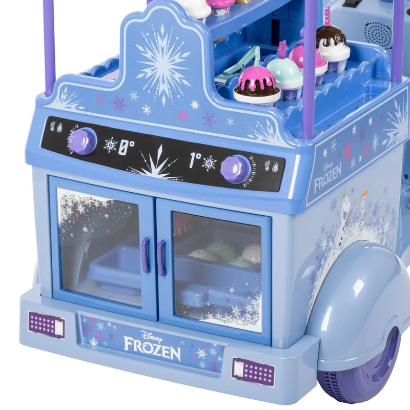 6V Battery-Powered Electric Ice Cream Cart Toy for Ages 3-7, Blue with Frozen Theme Magic Cars 9