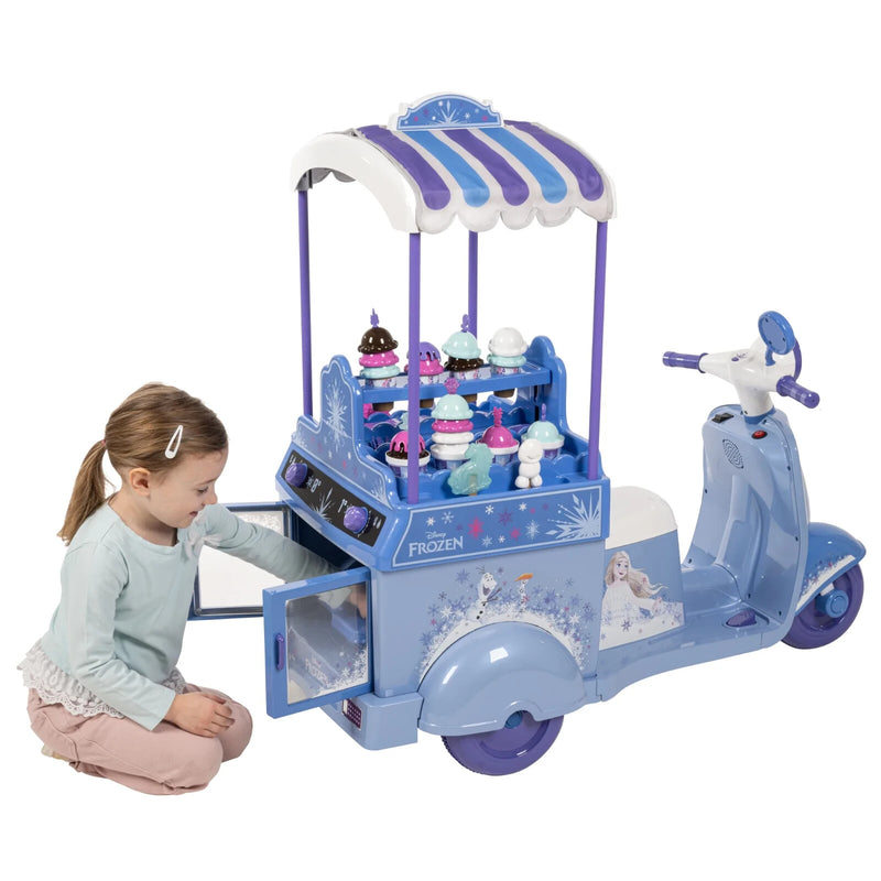 Battery-Powered 6V Electric Ice Cream Cart Toy for Ages 3-7, Blue, Frozen Theme Magic Cars 1