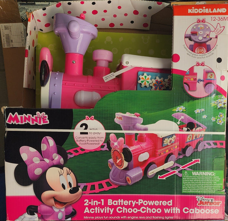 Junior Minnie Mouse Train Set with Caboose, Tracks, and 6-Volt Power Magic Cars 0
