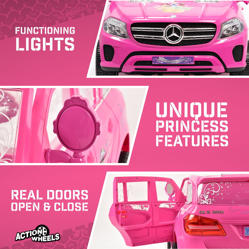 12V Battery-Powered Disney Princess Mercedes GLS 320 Ride-On Car for Ages 3-5, 5 MPH Magic Cars 2