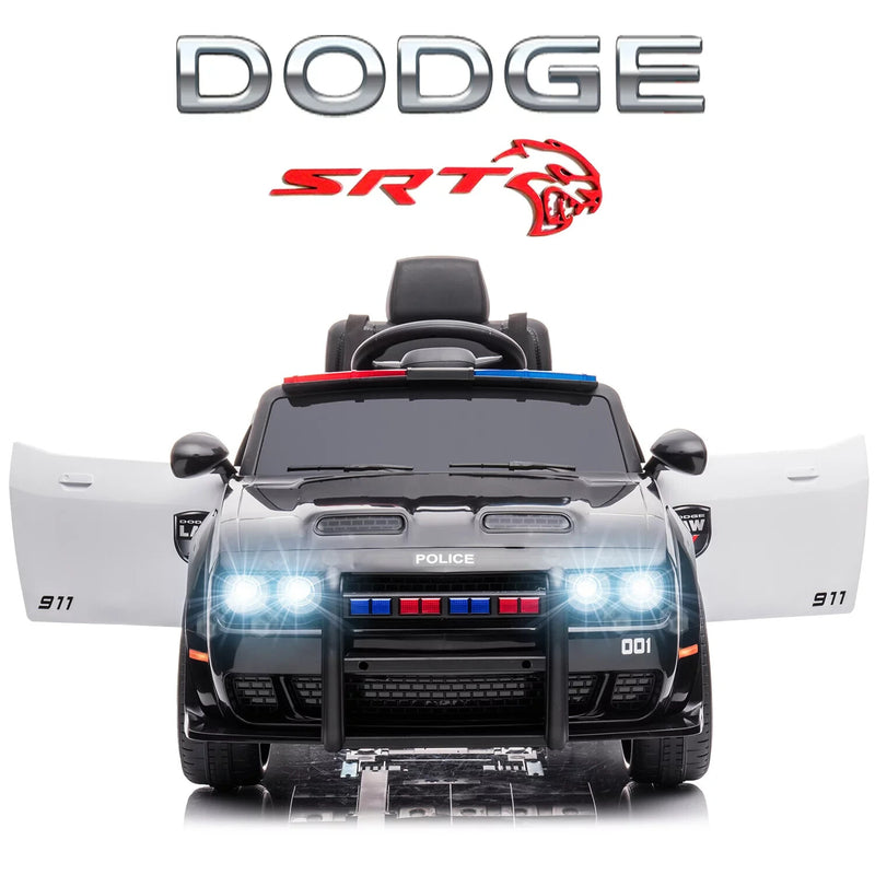 12V V-Powered Dodge Challenger Ride-On Car with Remote Control SRT Hellcat Police Design Magic Cars 1