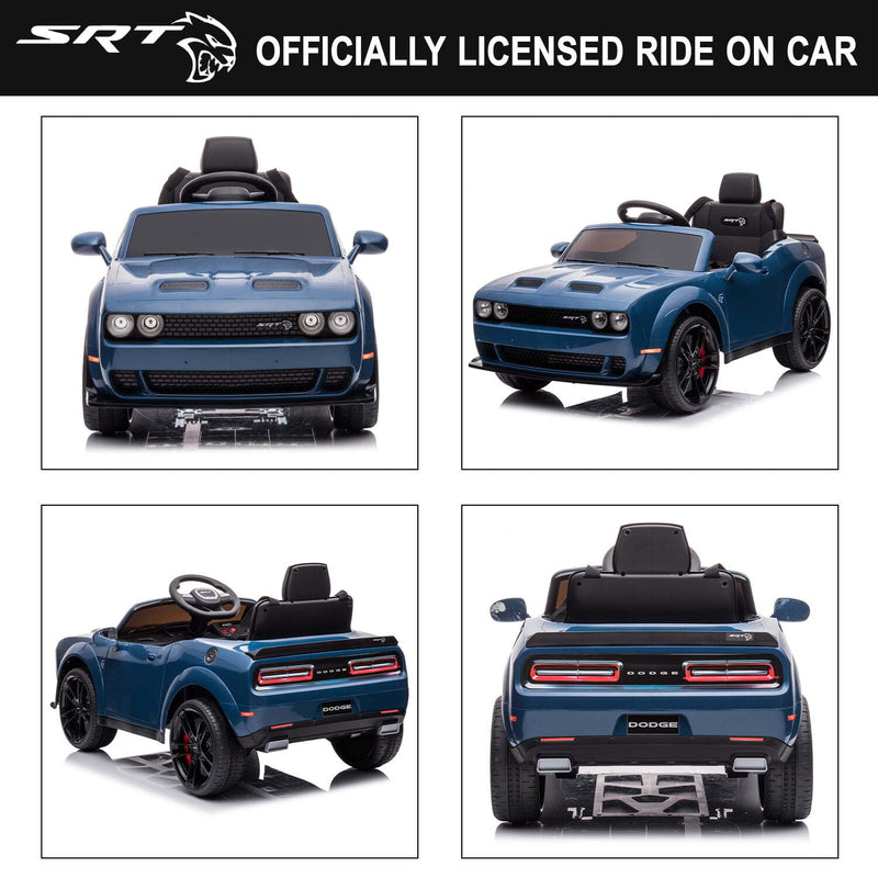 12V Remote Control Blue Ride-On Car for Kids Dodge Challenger SRT Hellcat Magic Cars 2