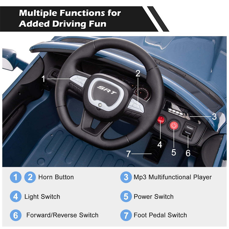 12V Remote Control Blue Ride-On Car for Kids Dodge Challenger SRT Hellcat Magic Cars 5