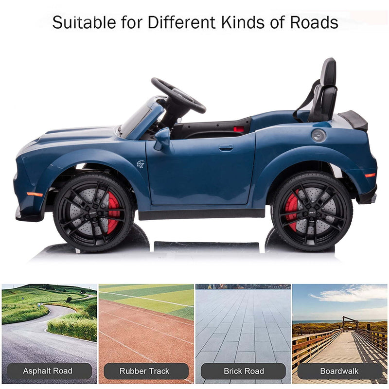 12V Remote Control Blue Ride-On Car for Kids Dodge Challenger SRT Hellcat Magic Cars 7