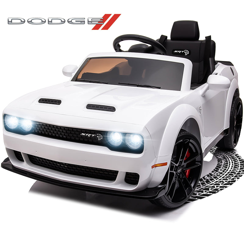 Remote Control Dodge Challenger SRT Hellcat 12V Scat Pack Ride-On Car with Wide Body Magic Cars 12
