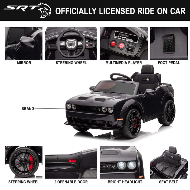 Remote Control Dodge Challenger SRT Hellcat 12V Scat Pack Ride-On Car with Wide Body Magic Cars 5