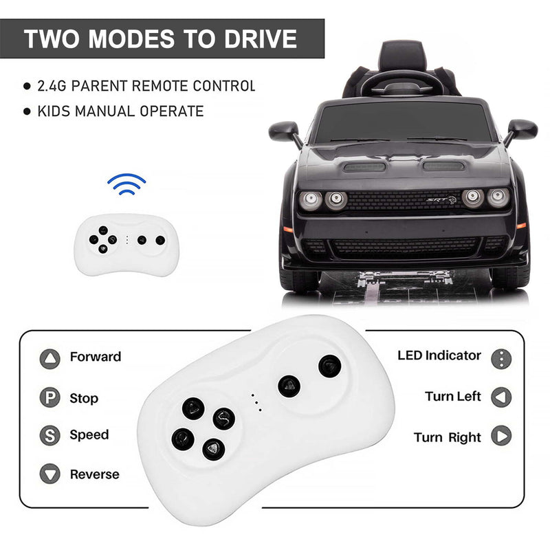 Remote Control Dodge Challenger SRT Hellcat 12V Scat Pack Ride-On Car with Wide Body Magic Cars 7