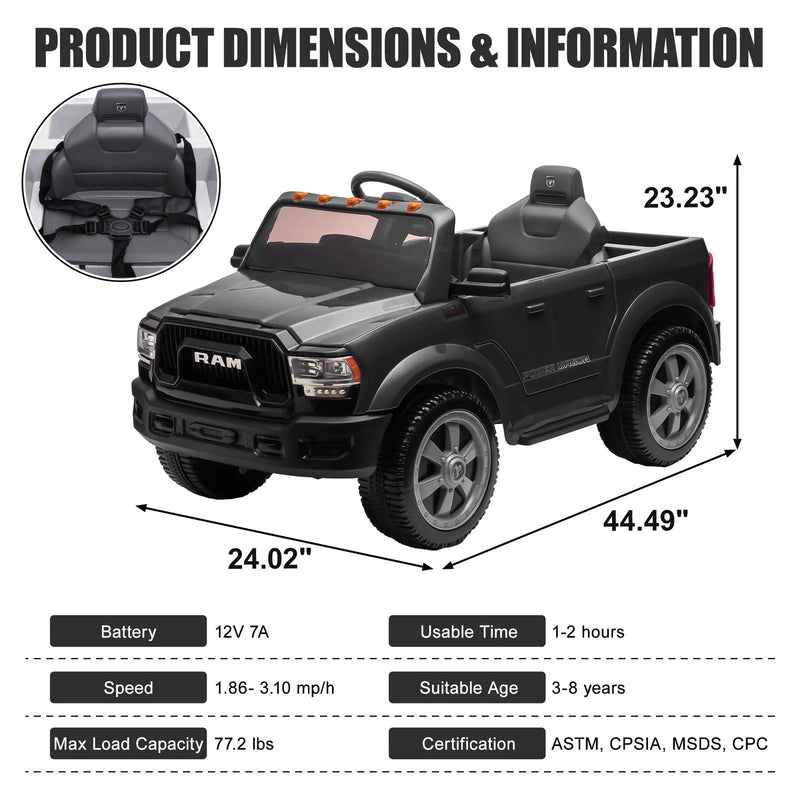 12V Dodge RAM Ride-On Car with Remote Control and Rear Wheel Suspension Magic Cars 8