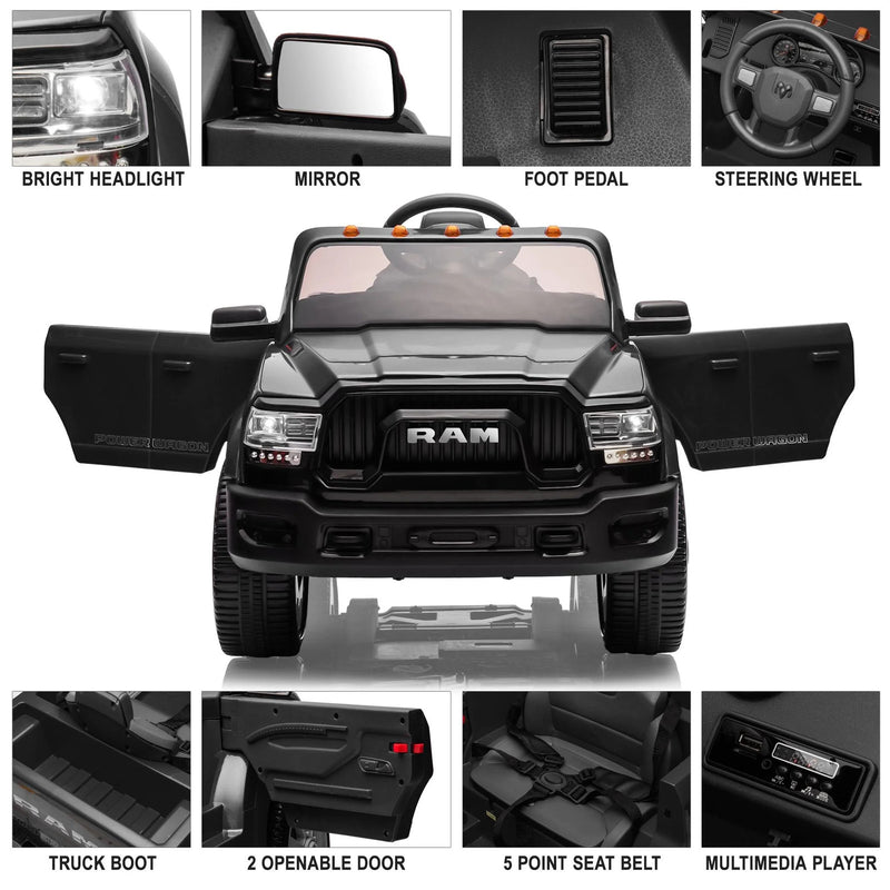 12V Dodge RAM Ride-On Car with Remote Control and Rear Wheel Suspension Magic Cars 9