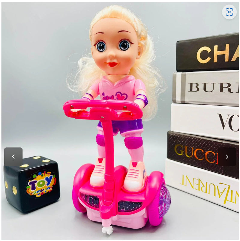 Kids Electric Scooter Toy with Remote Control, Doll Set, LED Lights, and Music Magic Cars 2