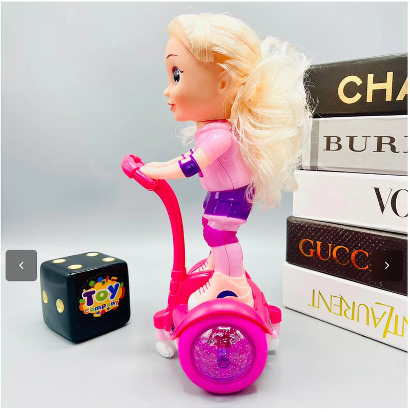 Kids Electric Scooter Toy with Remote Control, Doll Set, LED Lights, and Music Magic Cars 3