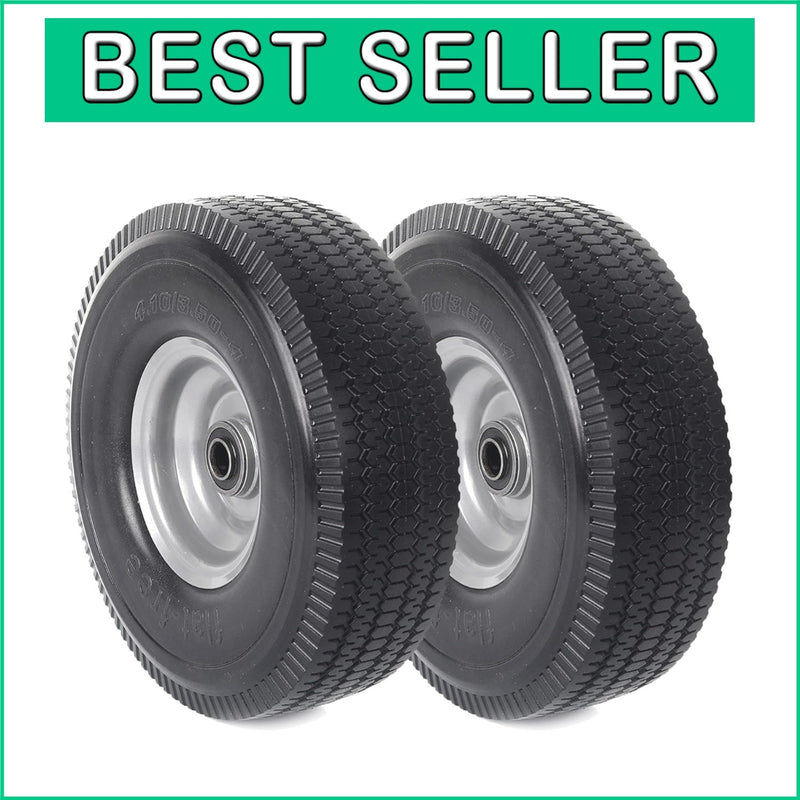 Heavy-Duty 10" Flat-Free Tire and Wheel Set 2-Pack with Extra Bearings Magic Cars 0