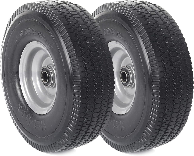 Heavy-Duty 10" Flat-Free Tire and Wheel Set 2-Pack with Extra Bearings Magic Cars 2