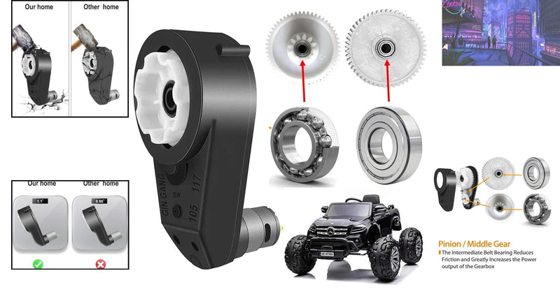 Durable 24V RS555 30000RPM Motor with Gearbox for Power Wheel Upgrades Magic Cars 1