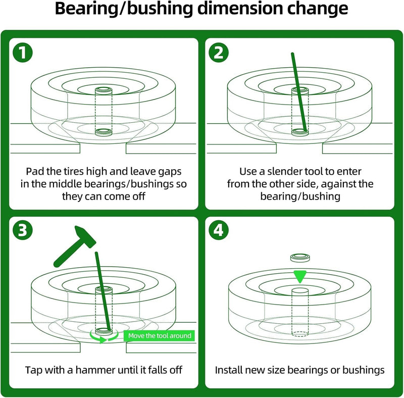 Set of 2 Durable 8-Inch Solid Wheel Assemblies with Puncture-Resistant Tires Magic Cars 8
