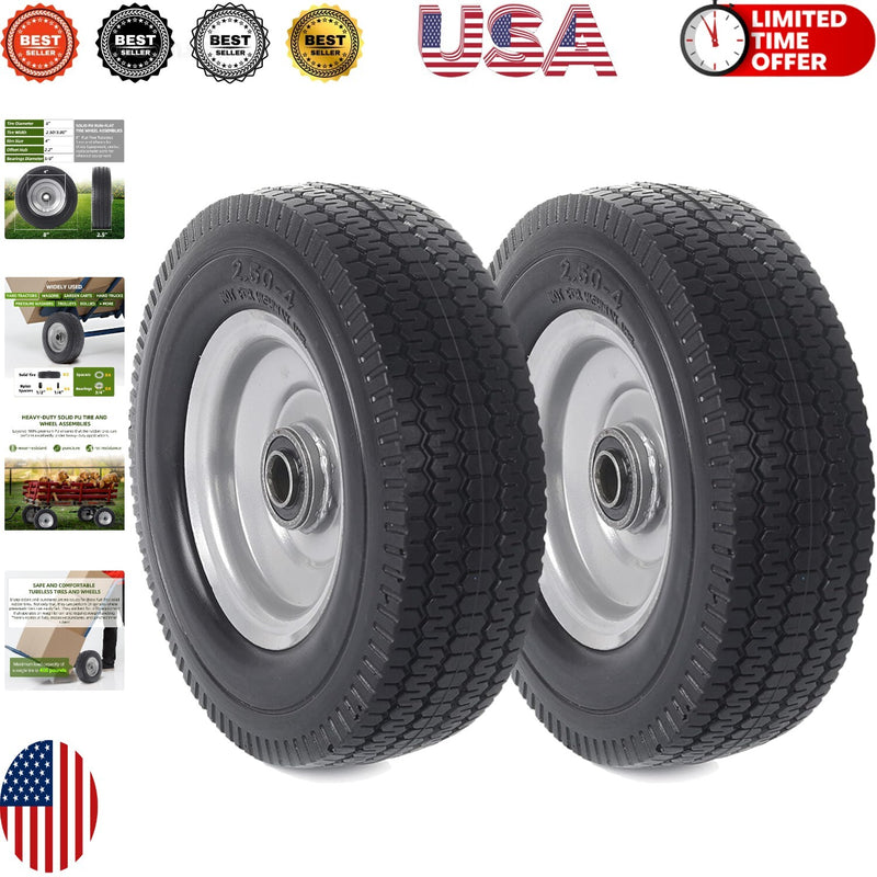 Set of 2 Durable 8-Inch Solid Wheel Assemblies with Puncture-Resistant Tires Magic Cars Variant 0