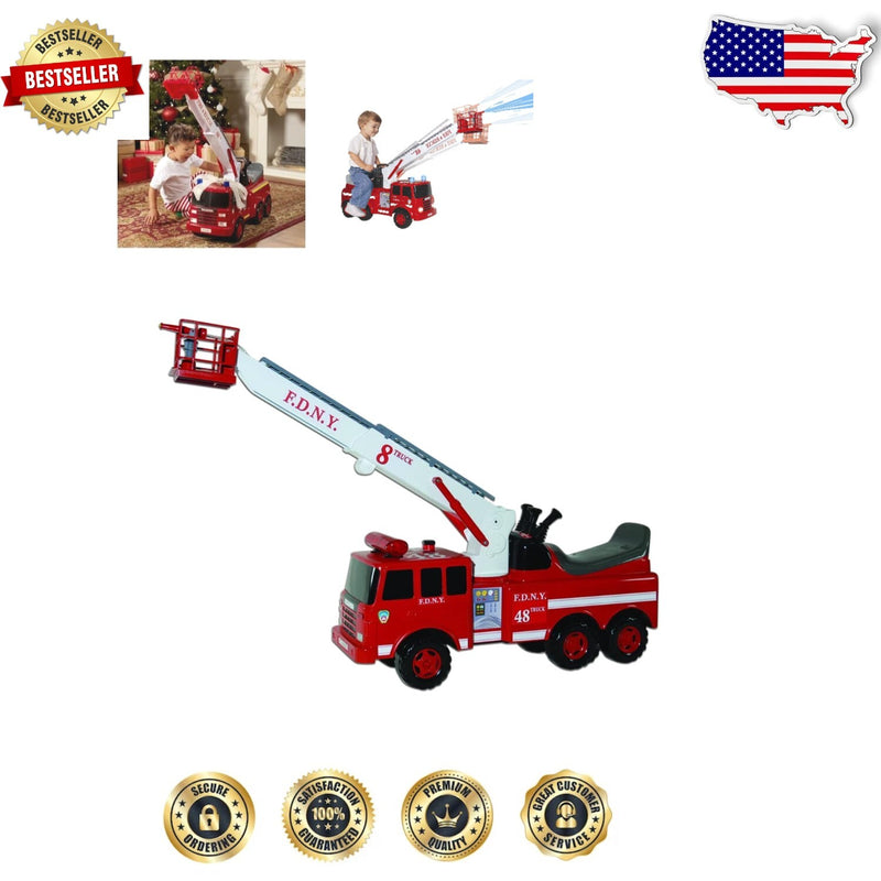 Durable Fire Engine Ride-On Toy with Remote Crane and Lights for Kids Magic Cars 0