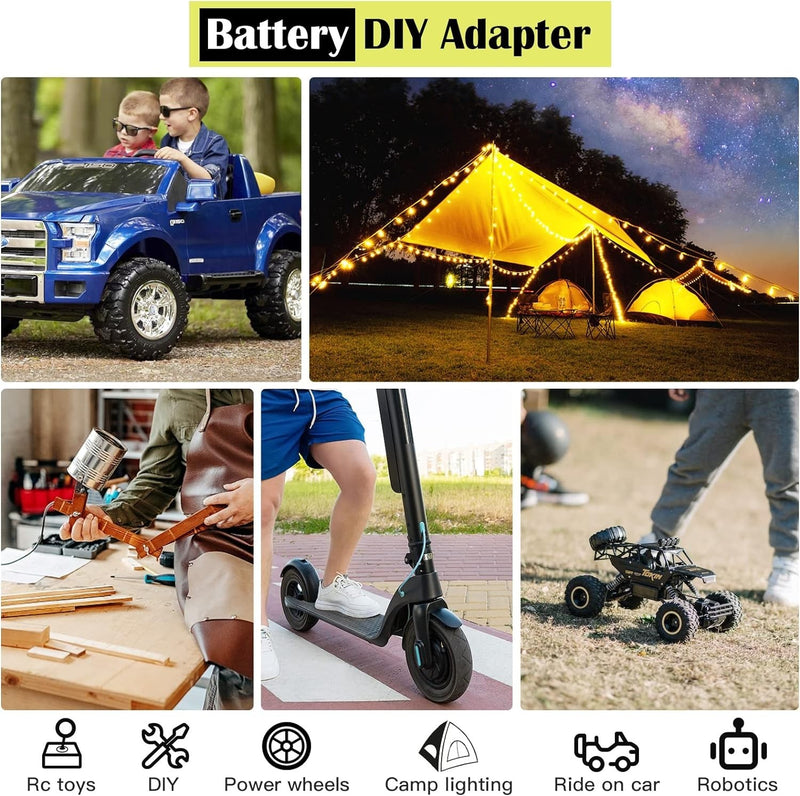 Durable Power Wheel Battery Adapter for 18V Ryobi Tools 2-Pack with Safety Fuses Magic Cars 3