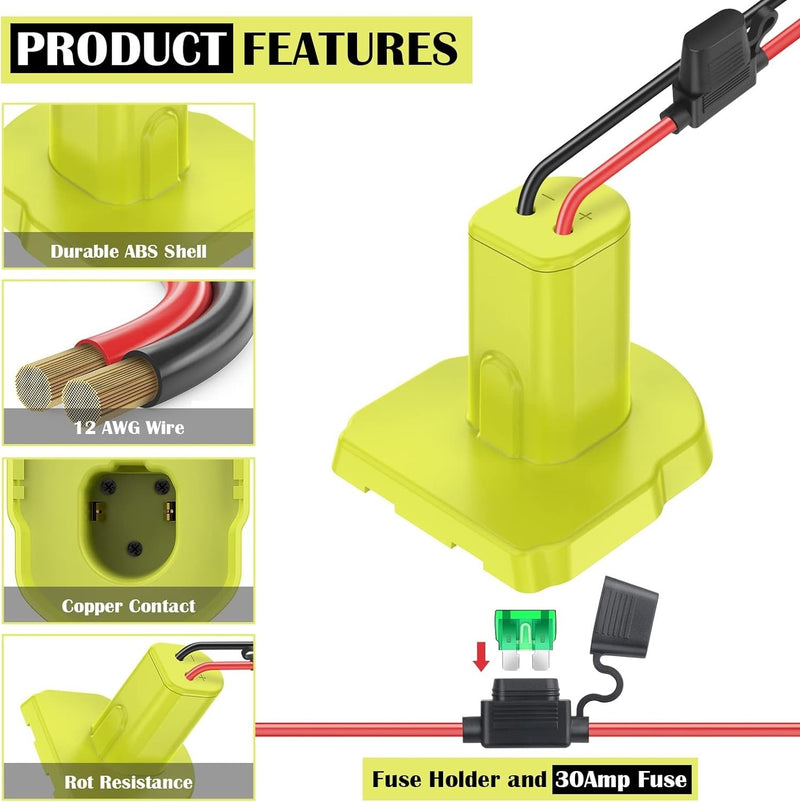 Durable Power Wheel Battery Adapter for 18V Ryobi Tools 2-Pack with Safety Fuses Magic Cars 4