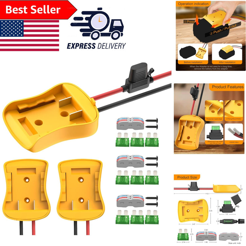 Durable Power Wheel Battery Adapter Set 20V Converter with Fuses and Connectors Magic Cars 0