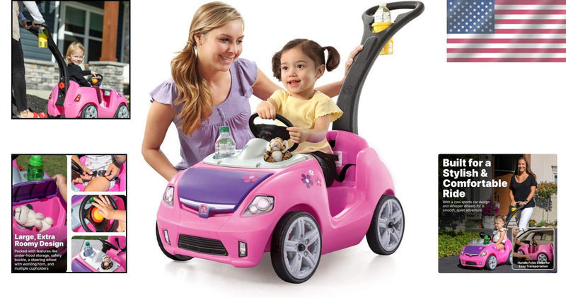 Durable Pink Whisper Ride II Toy Car with Seat Belt – Quiet Outdoor Play Magic Cars 1