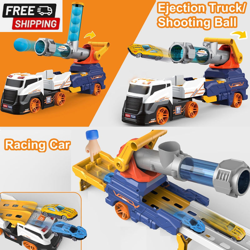 28-Inch Large Kids Truck Toy Set with 4 Race Cars and 6 Soft Vehicles Magic Cars 3