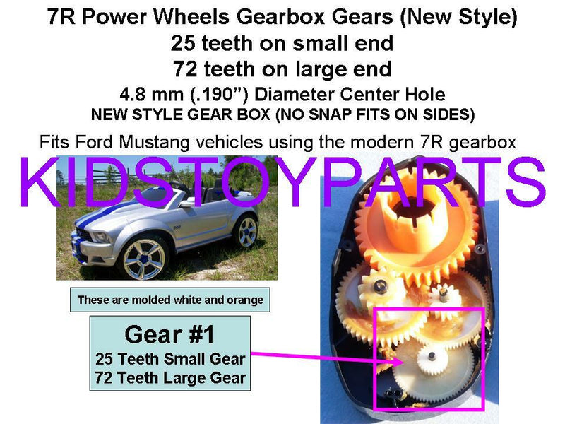 4x Gear Set #1 with 25/72 Teeth for Power Wheels and #7R Gear Compatible + 2 Extra Pieces