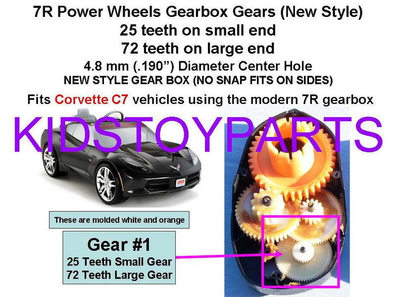 4x Gear Set #1 with 25/72 Teeth for Power Wheels and #7R Gear Compatible + 2 Extra Pieces
