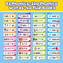 40 Interactive Read & Rhyme Flip Books with 53 Phonics Word Family Cards for Preschoolers Magic Cars 3