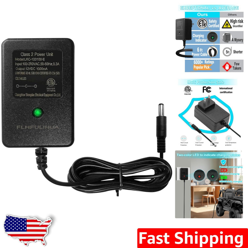 12V Efficient Charger with LED Indicator for Kids Trax and Ferrari Ride-On Cars Magic Cars Variant 0