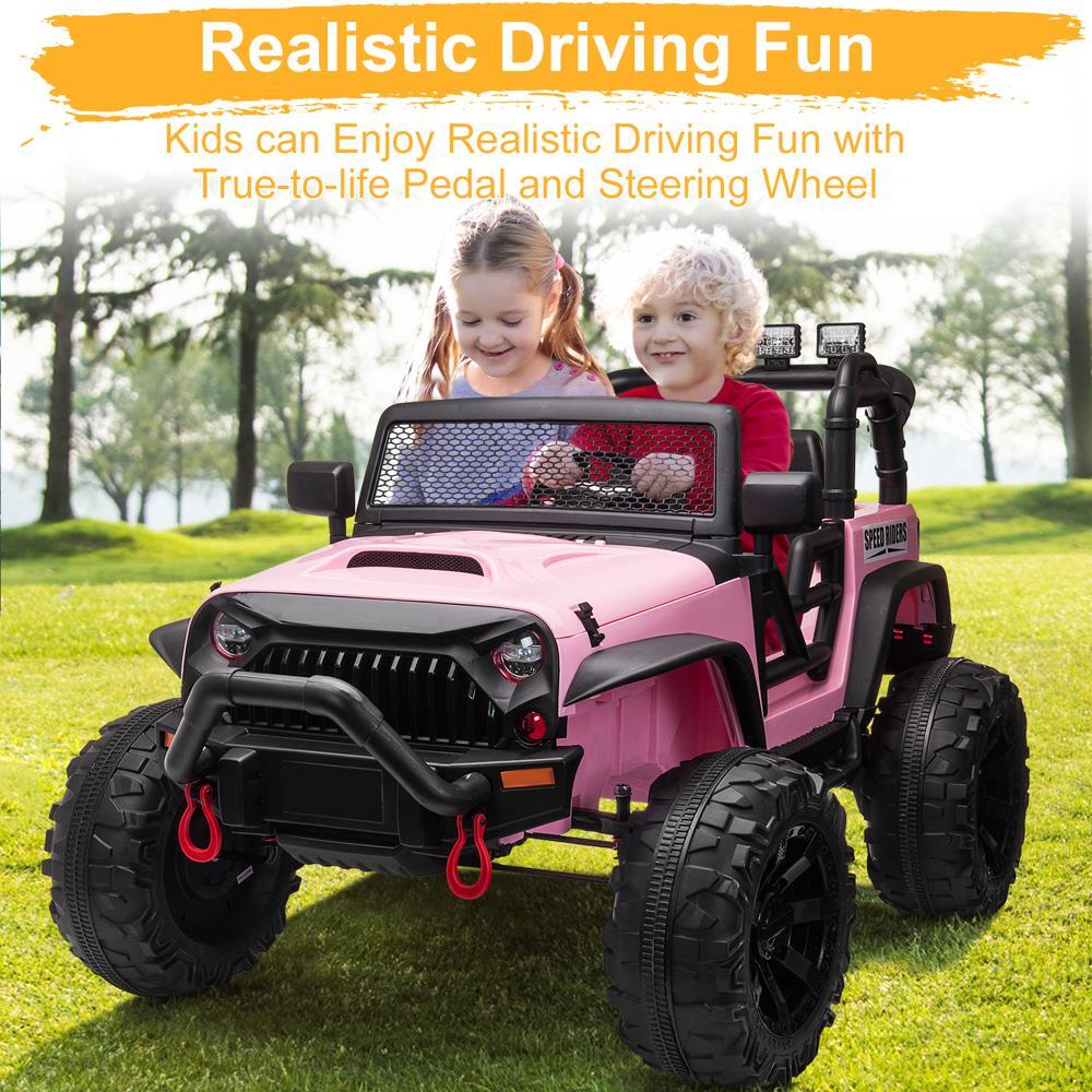 Remote Ride On Trucks 12V Electric 2-Seat Kids Ride-On Truck Car with 3 Speeds, Remote Contr