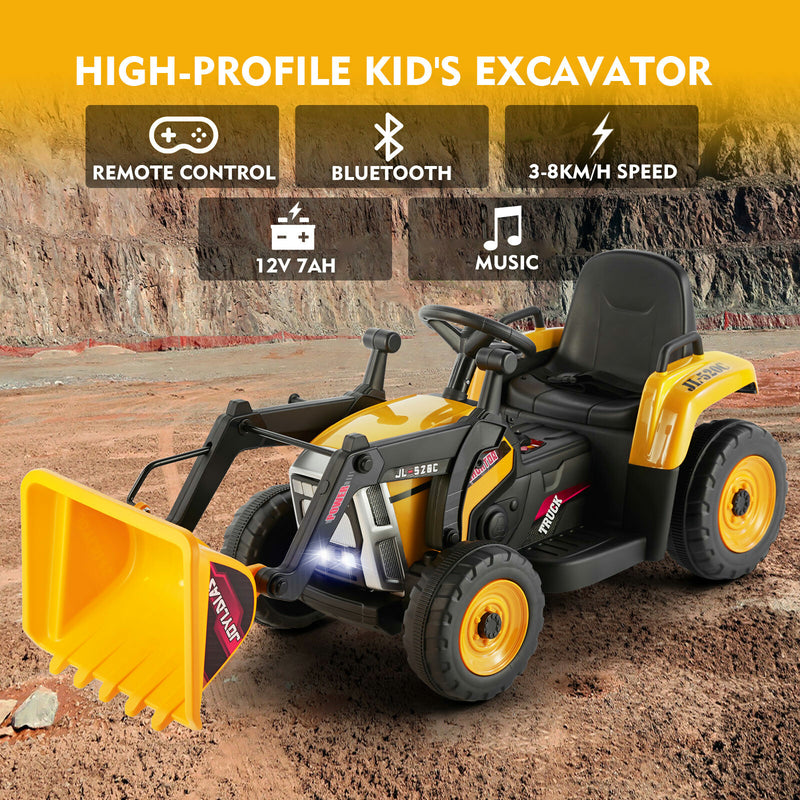 12V Electric Ride-On Excavator Truck for Kids with 3 Speeds and Remote Control Battery Powered Digger Car Magic Cars 2