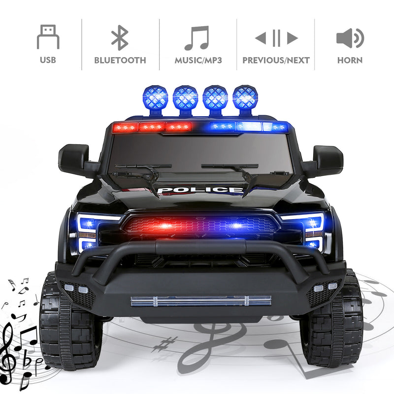 12V Electric Kids Ride-On Police Truck with 6 Wheels, RC, LED Lights, and Intercom System Magic Cars 3