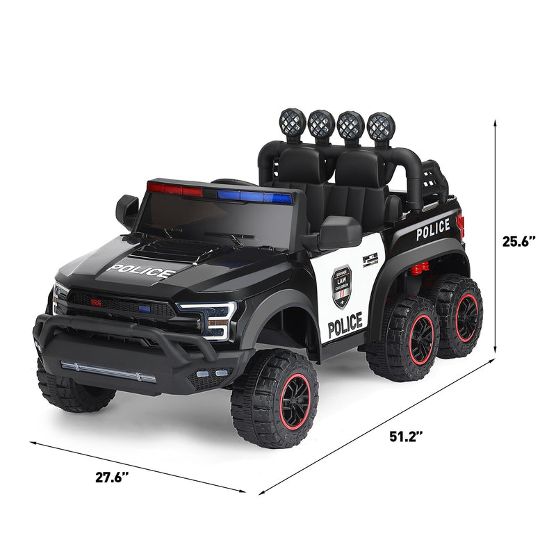 12V Electric Kids Ride-On 6-Wheel Police Truck with RC, LED Lights, and Intercom Magic Cars 1