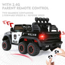 12V Electric Kids Ride-On 6-Wheel Police Truck with RC, LED Lights, and Intercom Magic Cars 5
